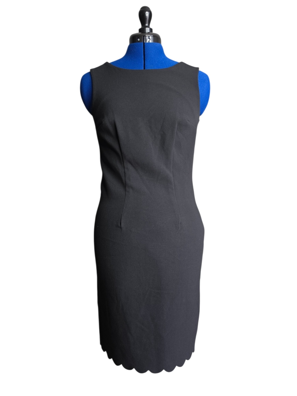Merona Black Sleeveless Midi Sheath Dress with Scalloped Hem